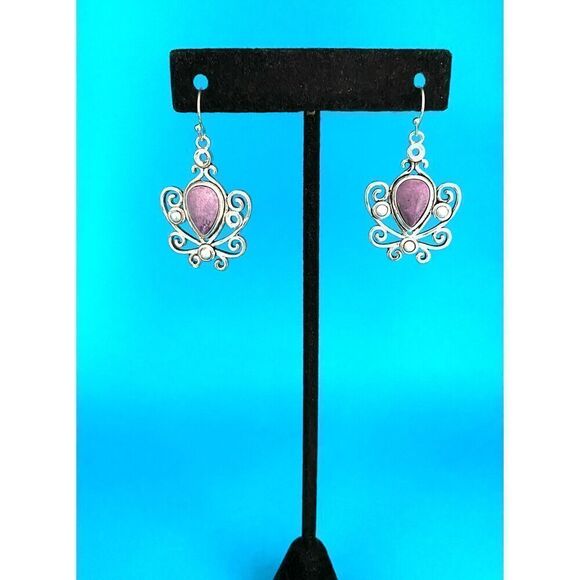 EF# Spectacular Purple Jade & Sterling 925 Silver Dangle Earrings - Picture 6 of 13